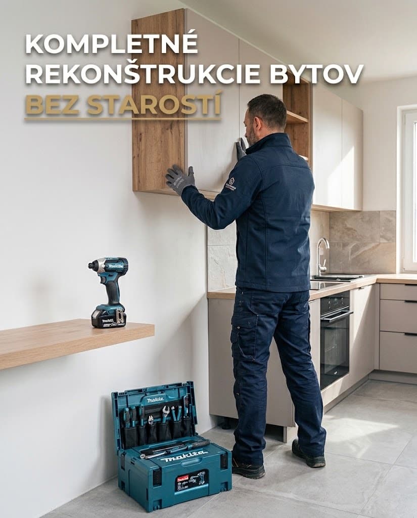 Kompletné rekonštrukcie bytov — montáž kuchynskej linky
